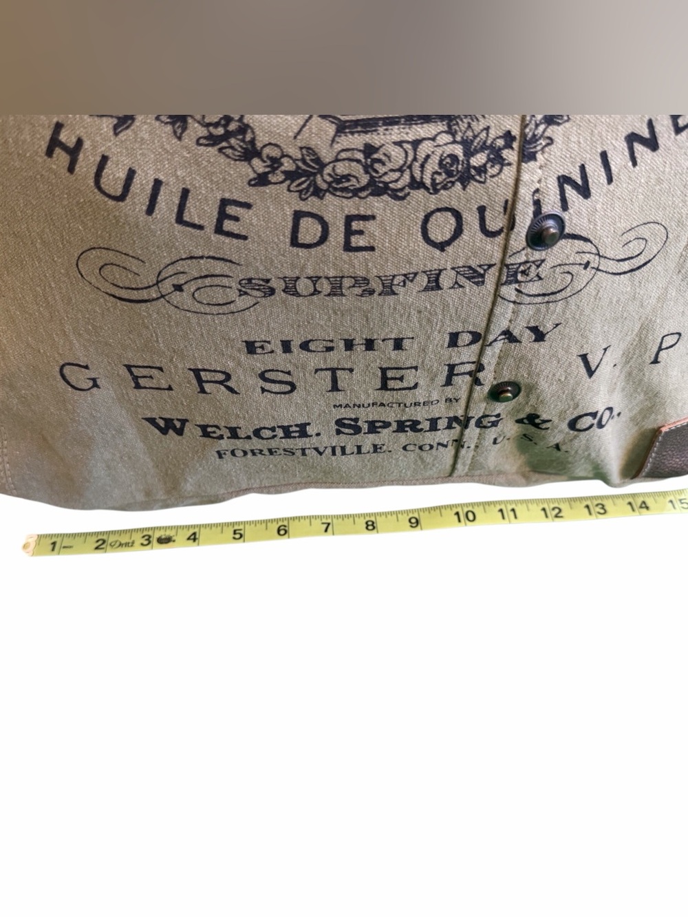 Myra Bag Canvas & Leather Convertible Tote Crossbody Olive Green Vintage Print - Picture 5 of 11